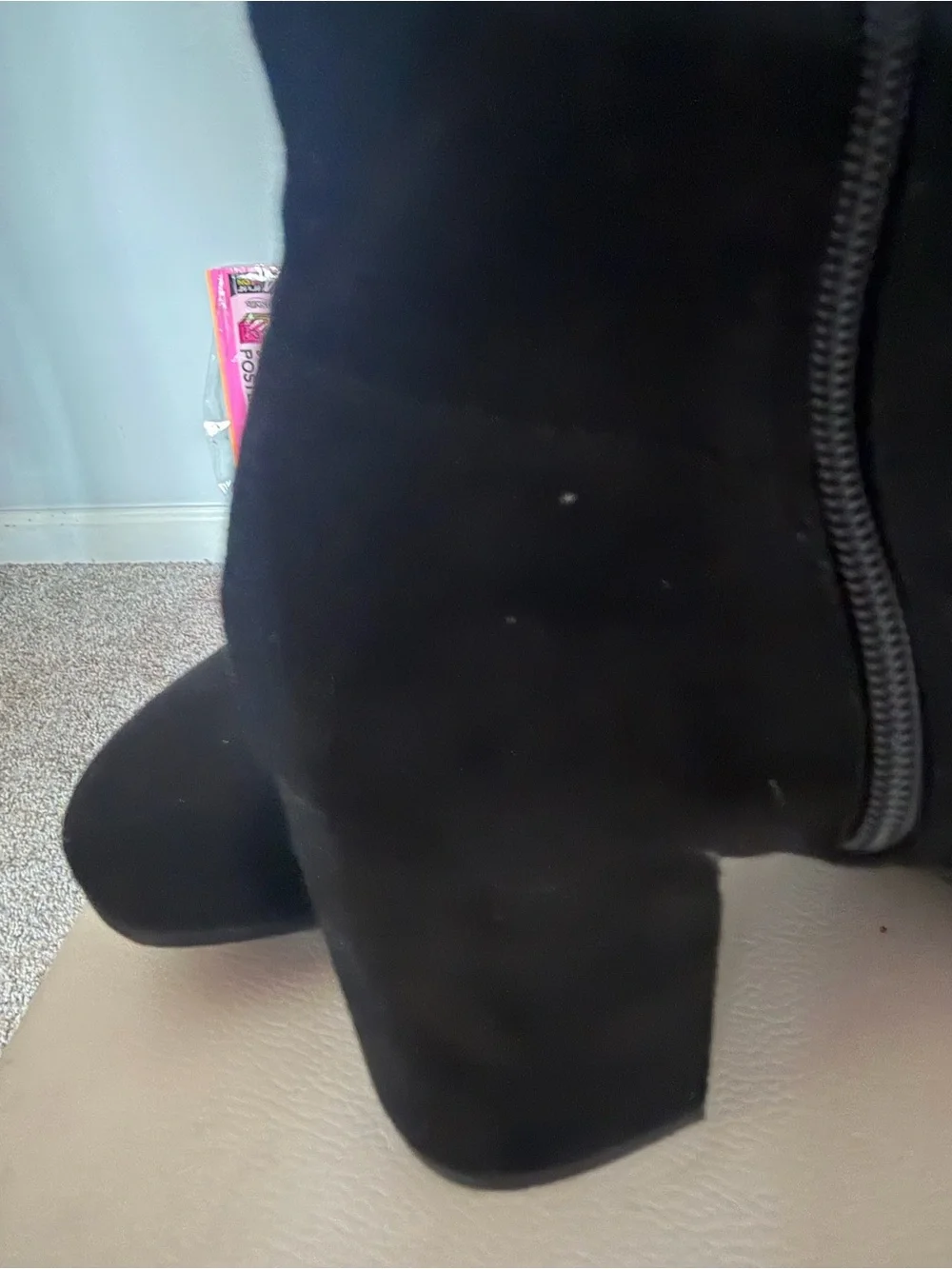 Rachel Zoe Black Suede Sock Ankle Booties with Block Heel